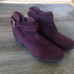 Womens Suede Purple/Burgundy Ankle Boots Size 8